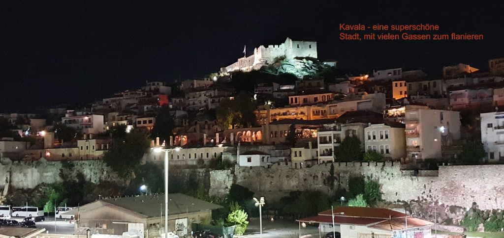 Kavala die Burg bei Nacht