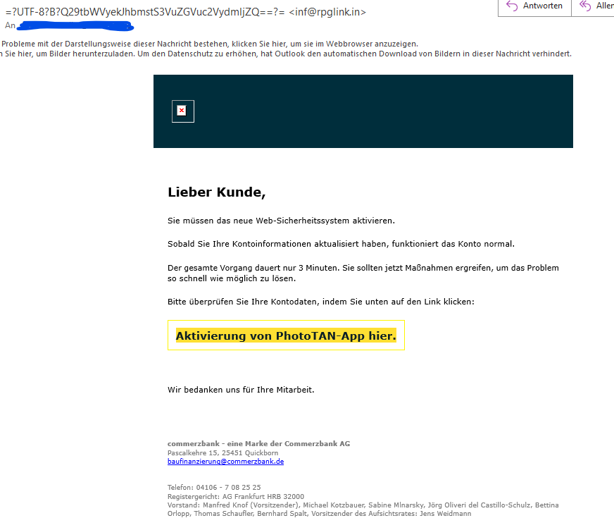 fake email commerzbank